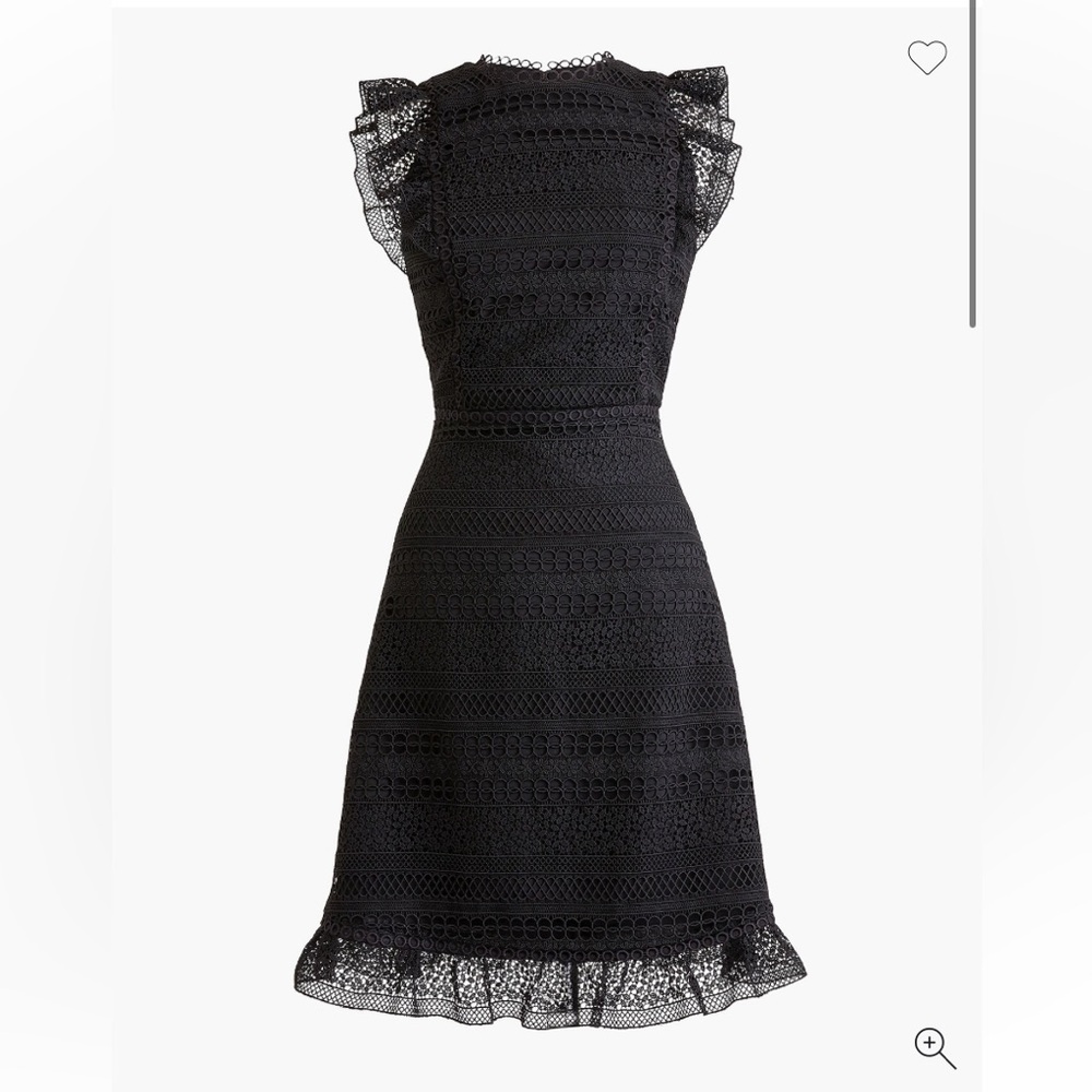J. Crew Cap-sleeve ruffle dress in mixed lace black size 8